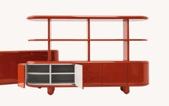 Modern Red & White Wood Sideboard 4 Doors + Drawers by Jaime Hayon