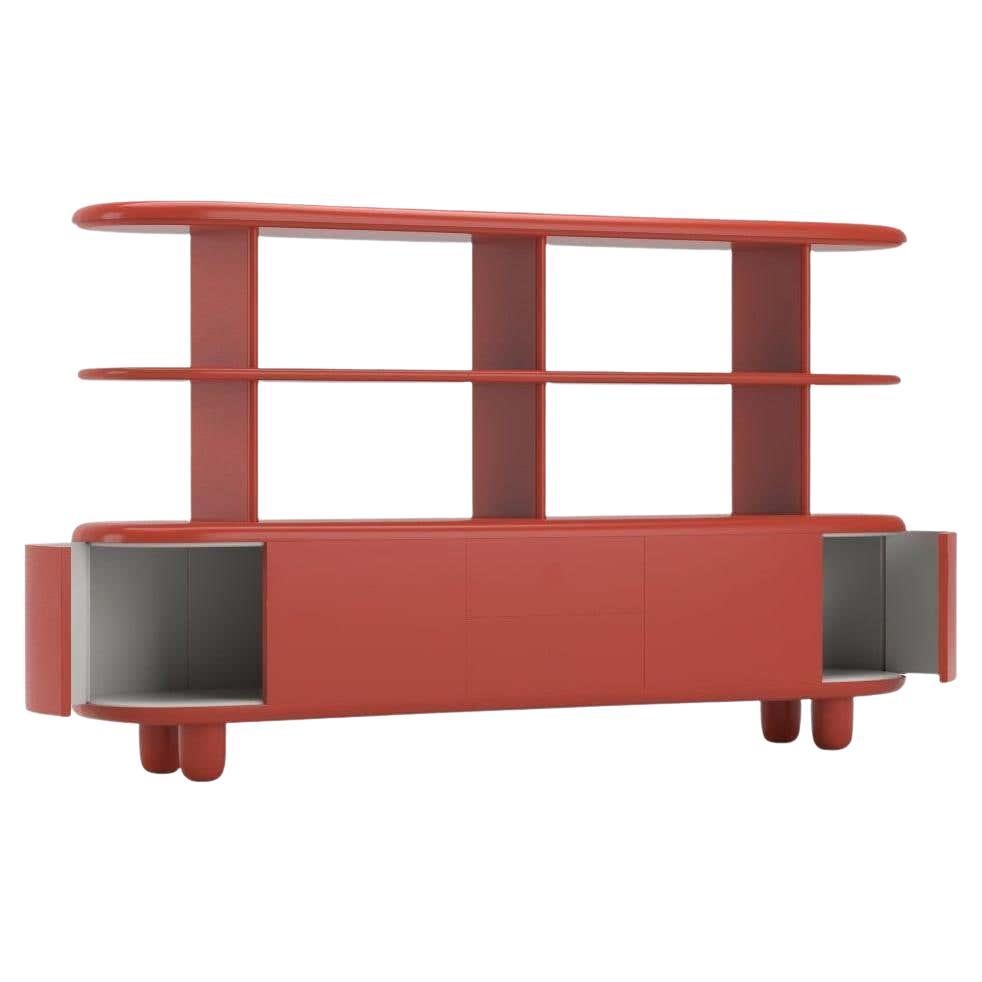 Modern Red & White Wood Sideboard 4 Doors + Drawers by Jaime Hayon For Sale