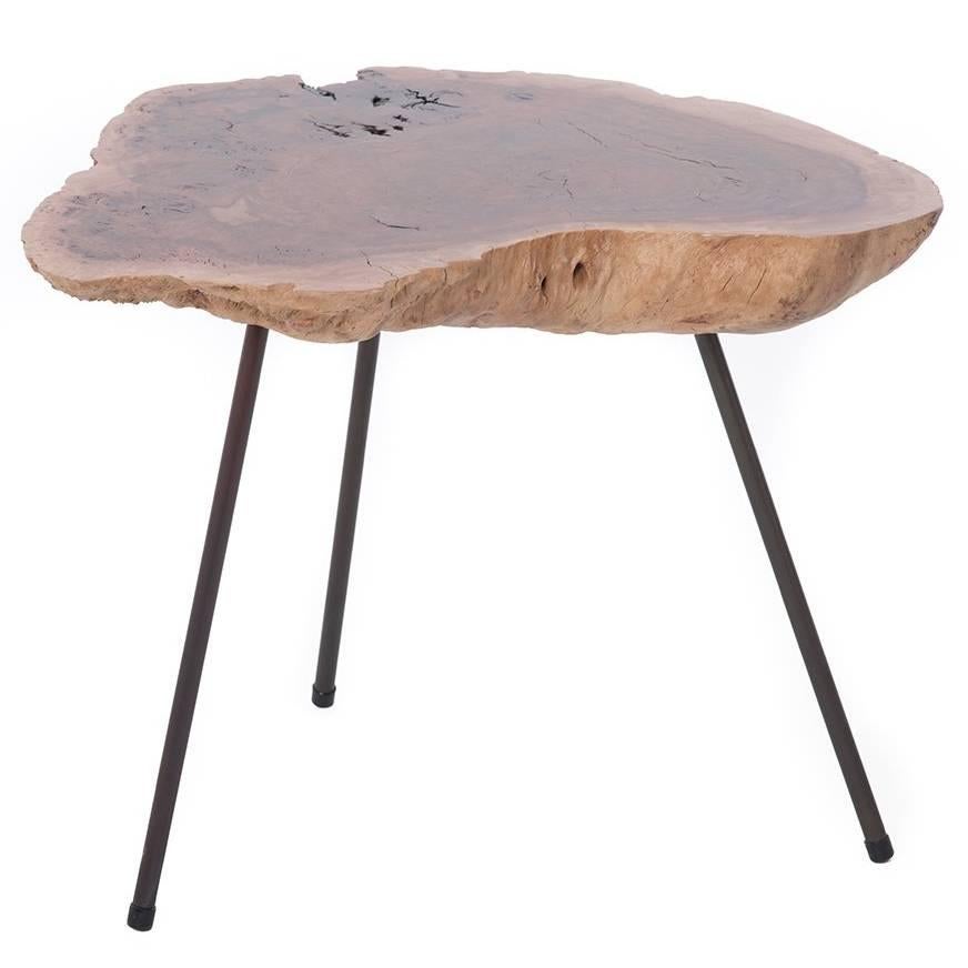 Modern Redwood Burl Side Table