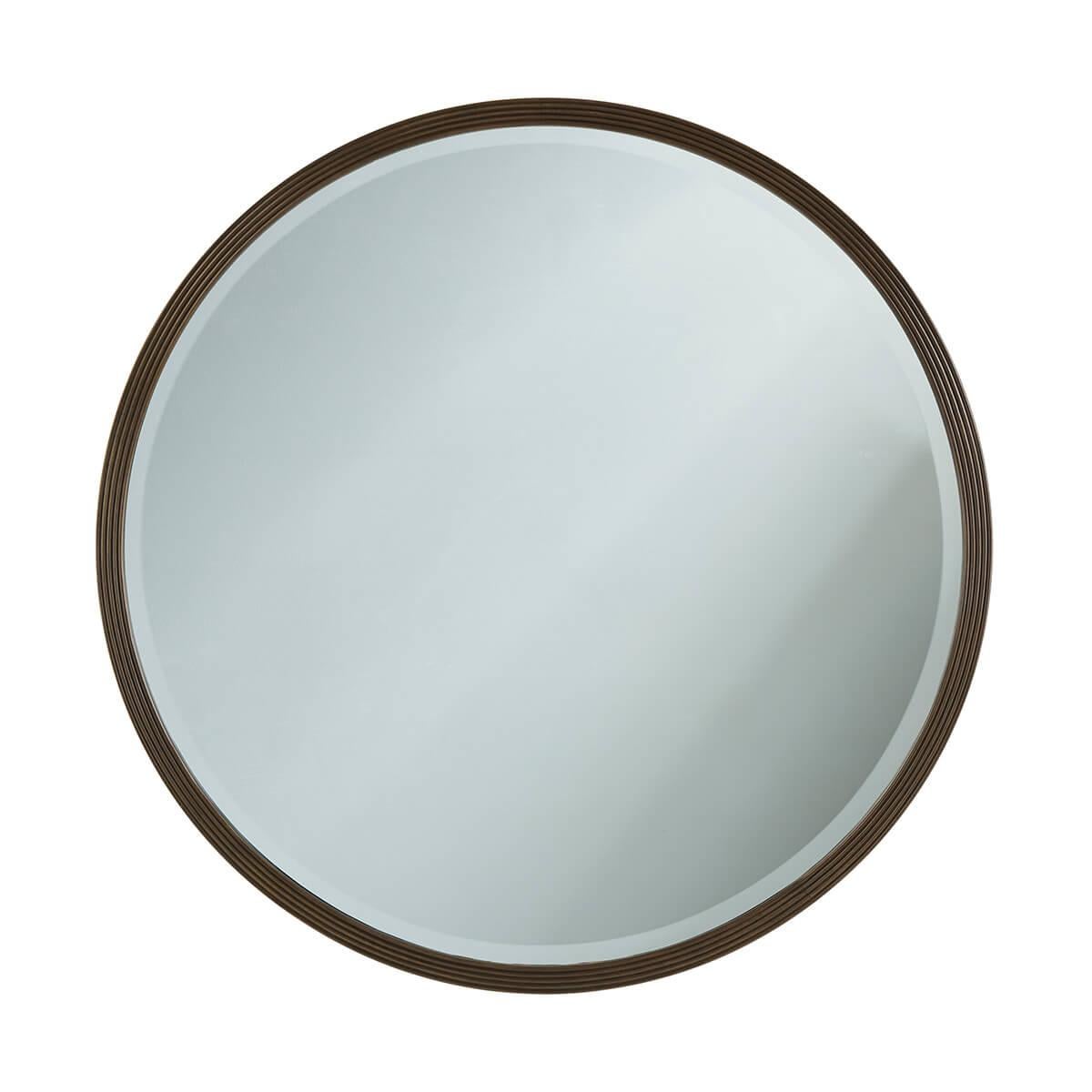 Modern Reeded Round Mirror For Sale