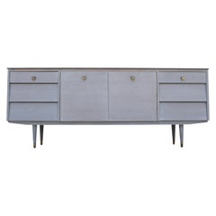 Modern Refinished Custom Cerused Grey Sideboard or Credenza with Brass Handles