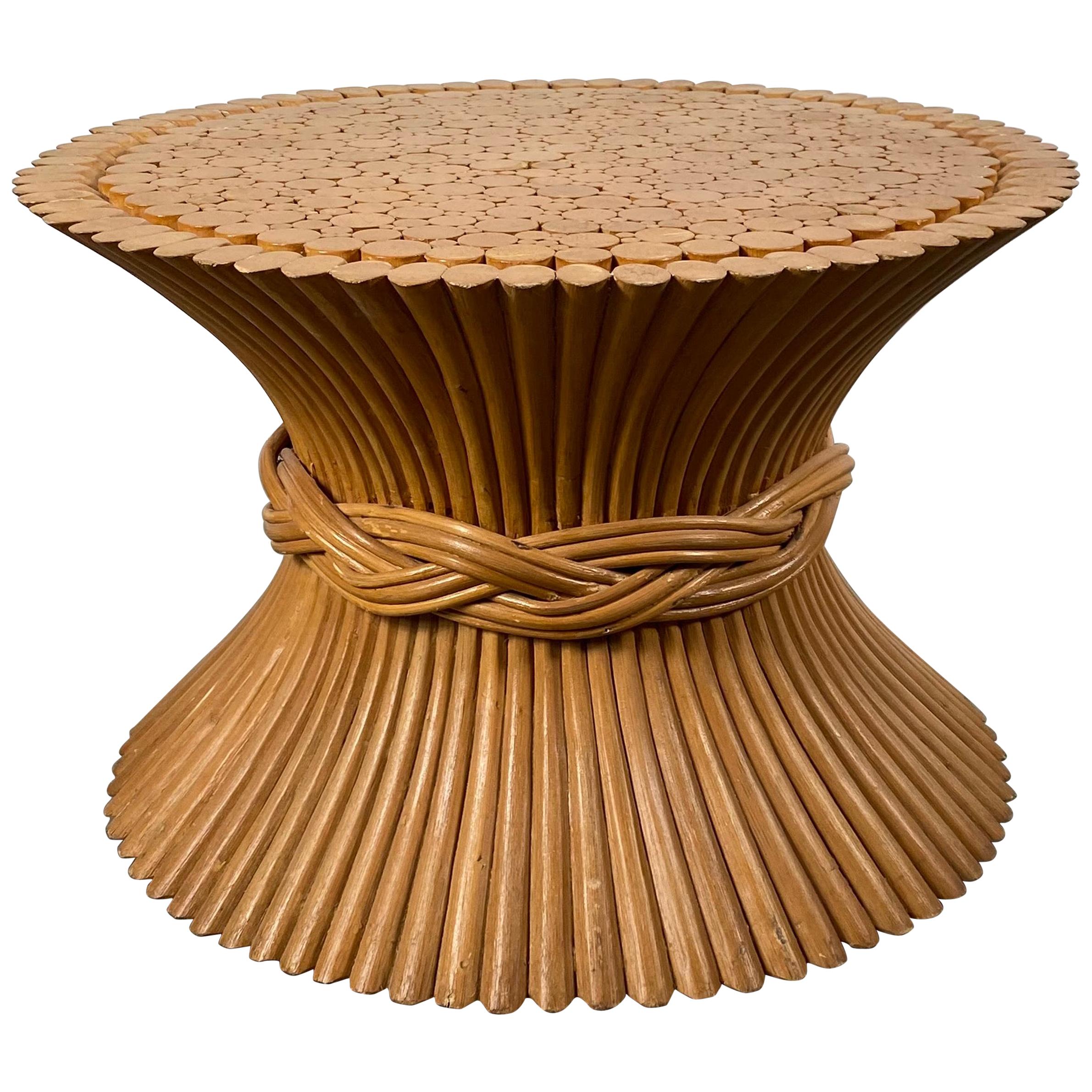 Modern Regency Bamboo Sheaf of Wheat Occasional Table / Pedestal by McGuire