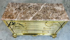 Modern Regency Brass-Clad Chest of Drawers with Marble Top By Harden Furniture