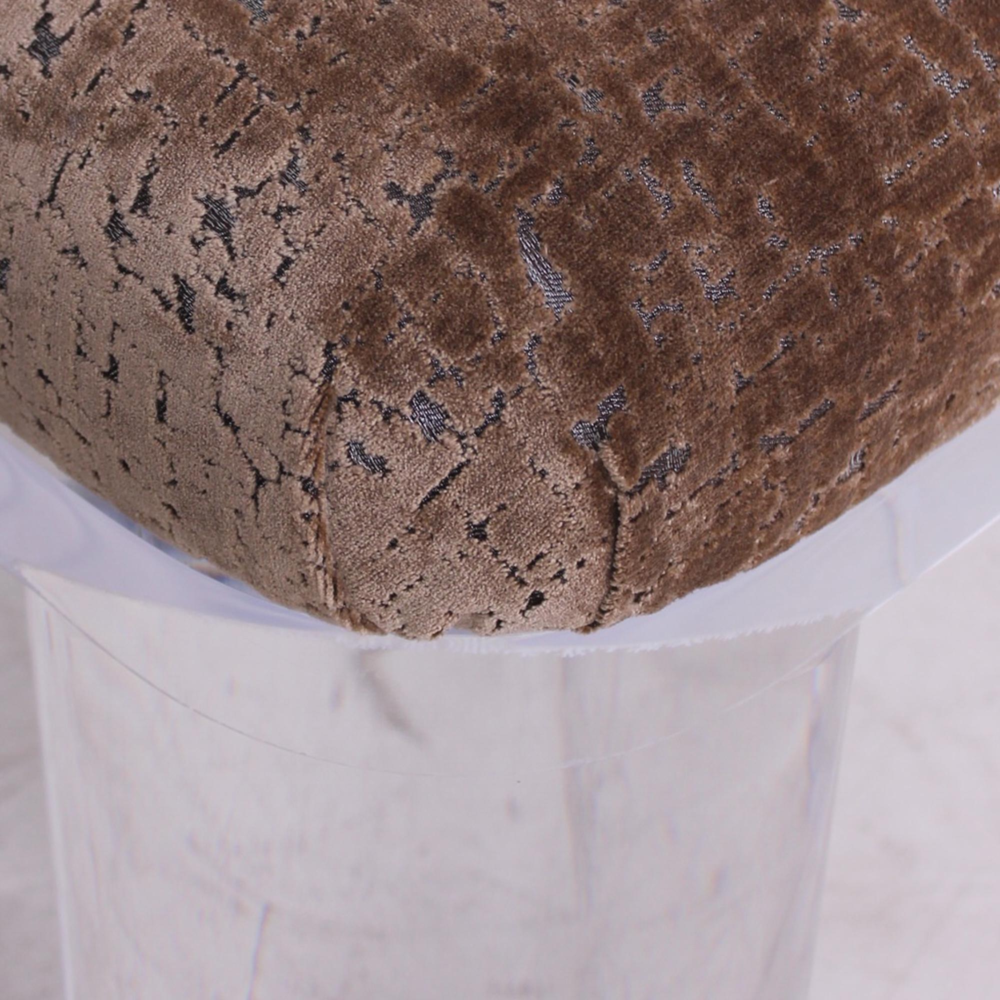 American Modern Regency Lucite Bench Thick Legs Bronze Velvet Charles Hollis Jones, 1980s