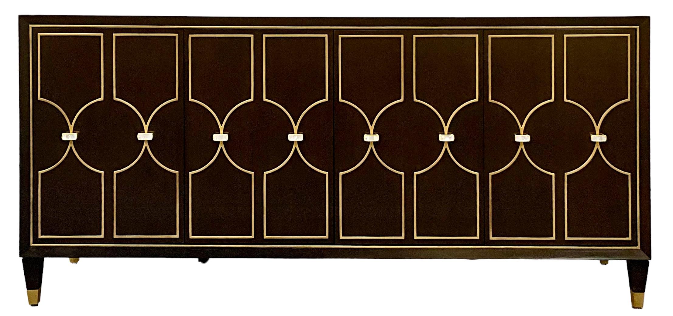 Modern Regency Style Carved Waknut Credenza / Sideboard By Lexington  For Sale 1