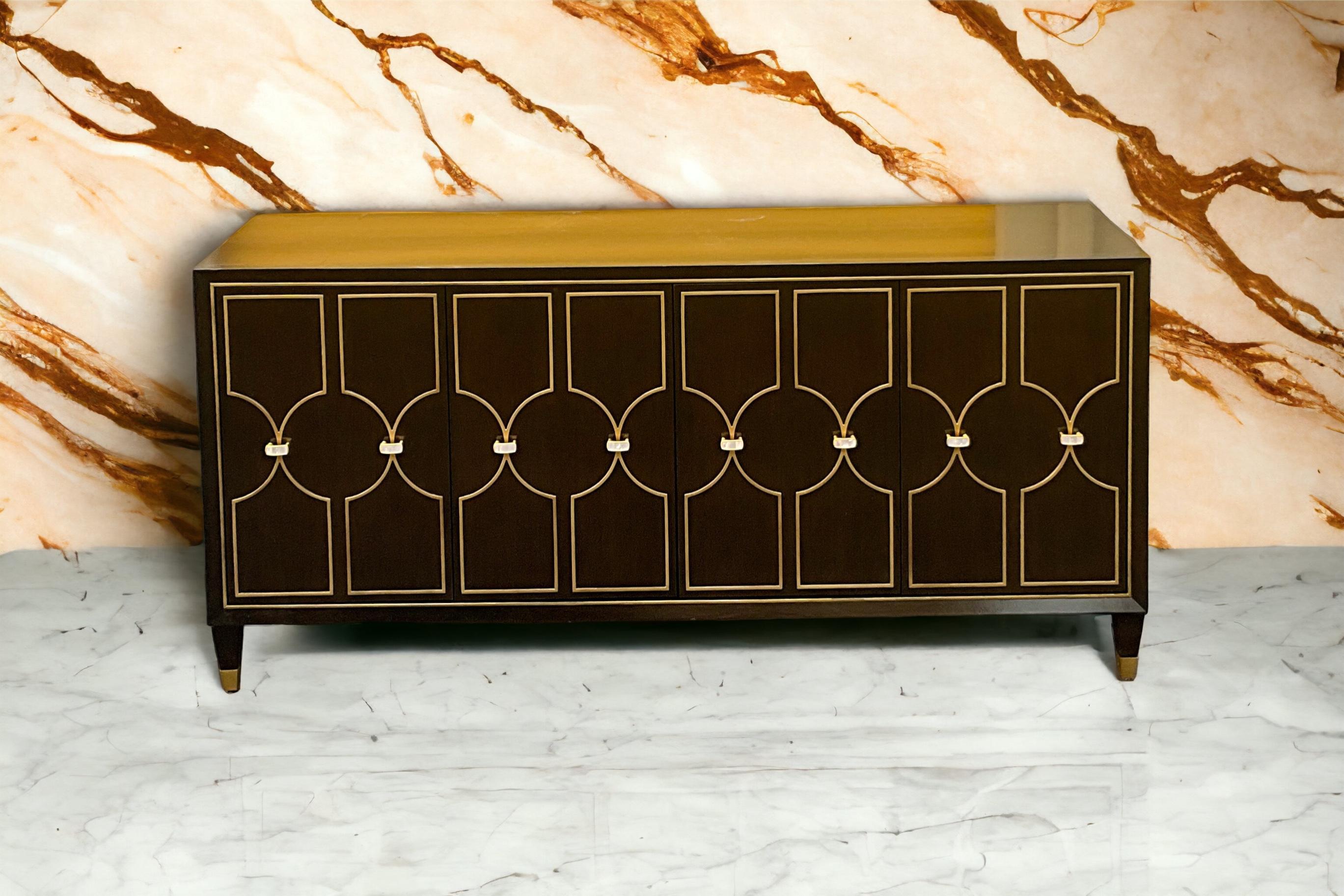 Modern Regency Style Carved Waknut Credenza / Sideboard By Lexington  For Sale 2