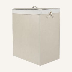 Modern Regenerated Leather and Cotton Laundry Basket PETER Deluxe