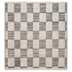 Modern Relaxed Checkered Wool Rug 14'x15'3''