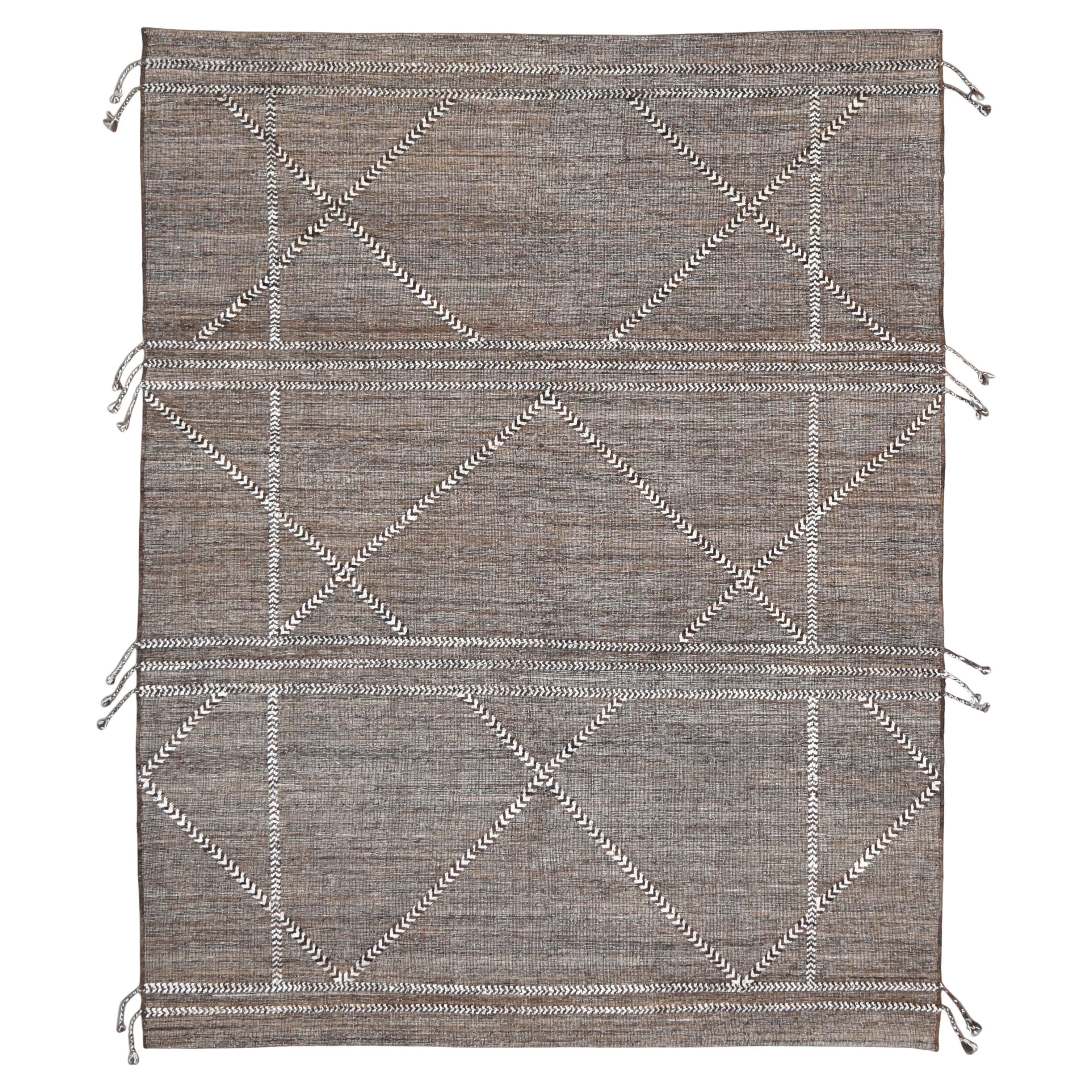 Modern Relaxed Moroccan Style Earthy Toned Wool Rug 8'3''x10'5''