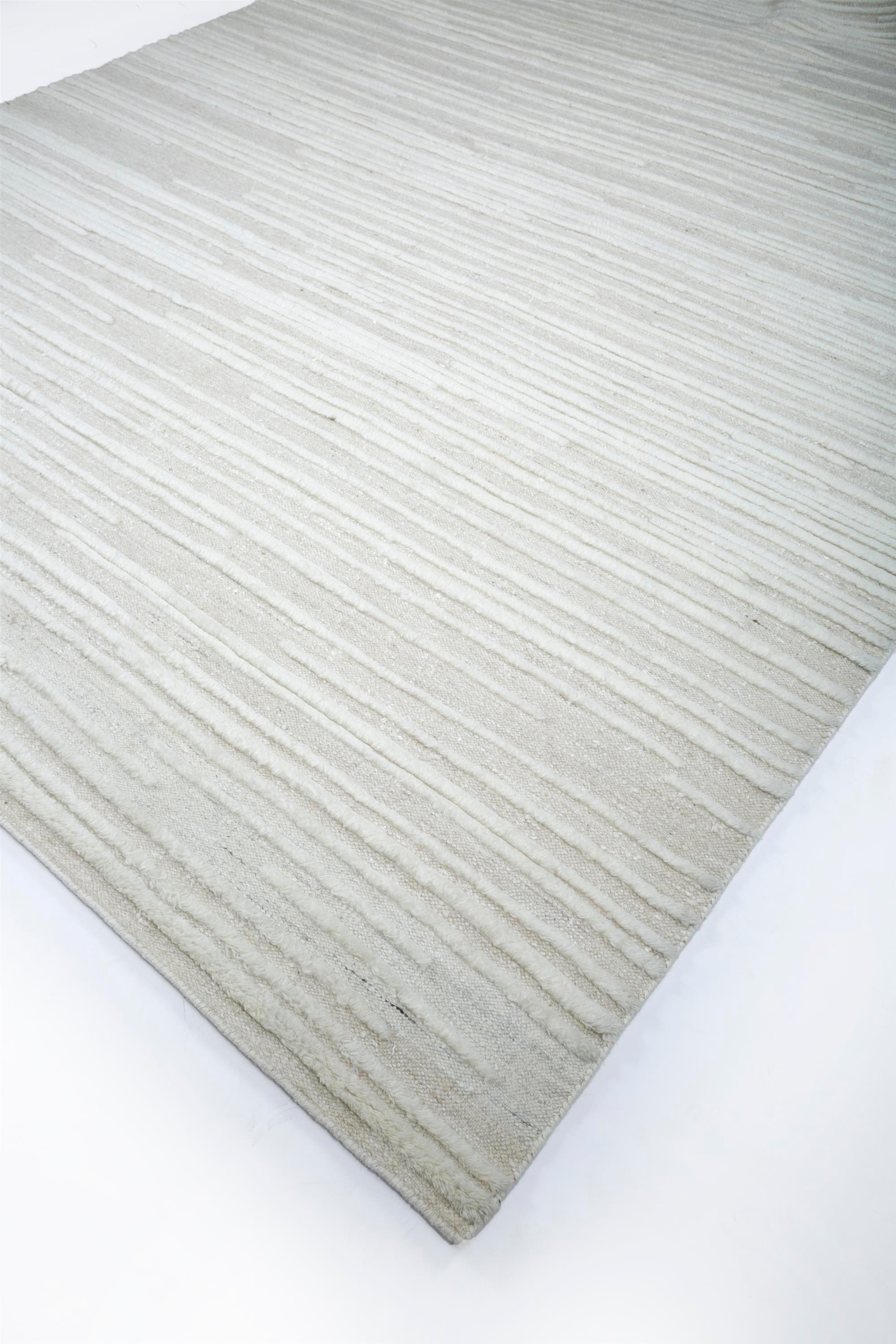 Indien Tapis moderne blanc non teint et brun clair 270x360 cm noué à la main en vente