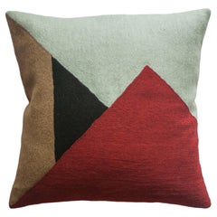 Modern Renzo Scarlet Hand Embroidered Geometric Throw Pillow Cover