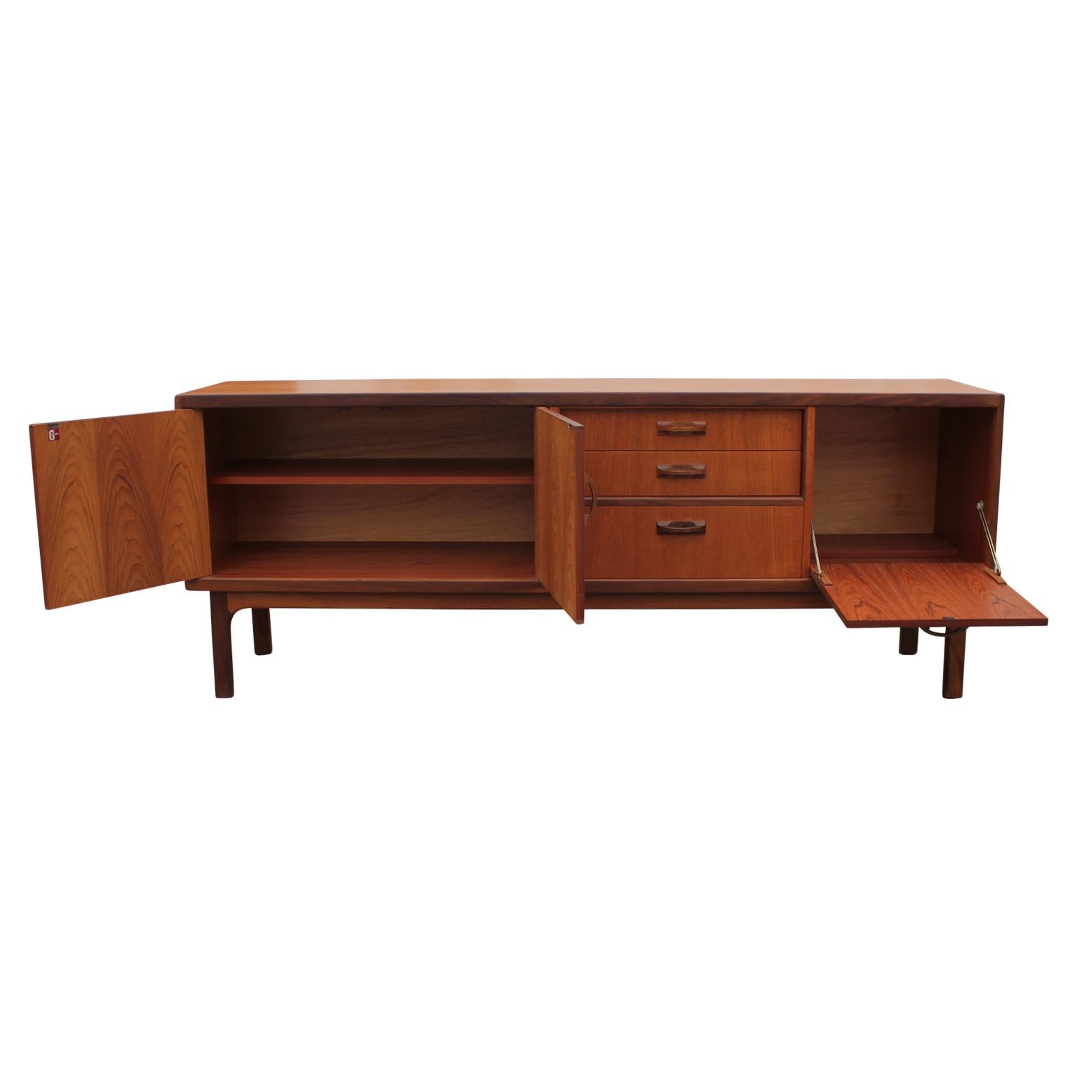 Modern Restored G Plan Furniture Walnut Finish Teak Credenza or Sideboard 1