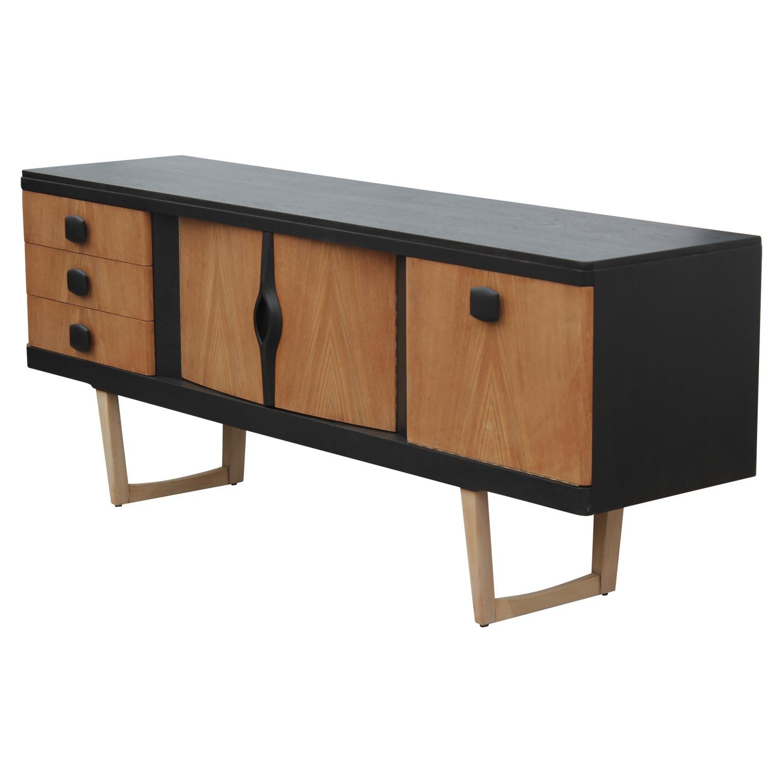 Modern Restored Two-Tone Danish Style Teak Credenza or Sideboard (Englisch)