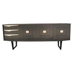 Modern Restored Two Toned Black and Natural Wood Finish Credenza/Sideboard