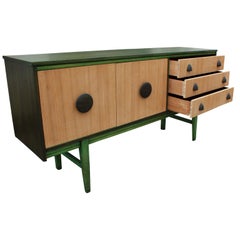 Modern Restored Two-Toned Green Dyed and Natural Wood Dresser / Sideboard
