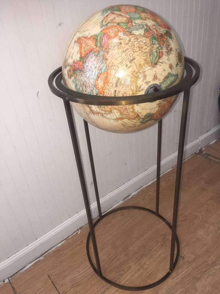 Mid-Century Modern Modern Revolving Globe in Brass Stand For Sale