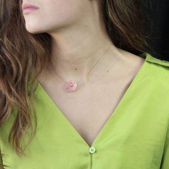 Modern Rhodochrosite 18 Karat Yellow Gold Necklace