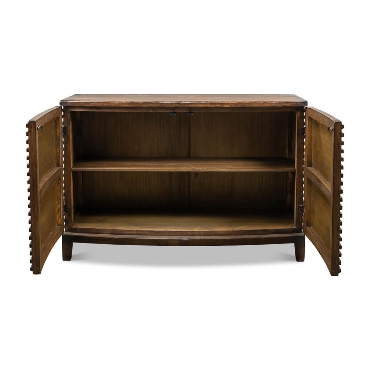 Asian Modern Ribbed Bowfront Cabinet For Sale