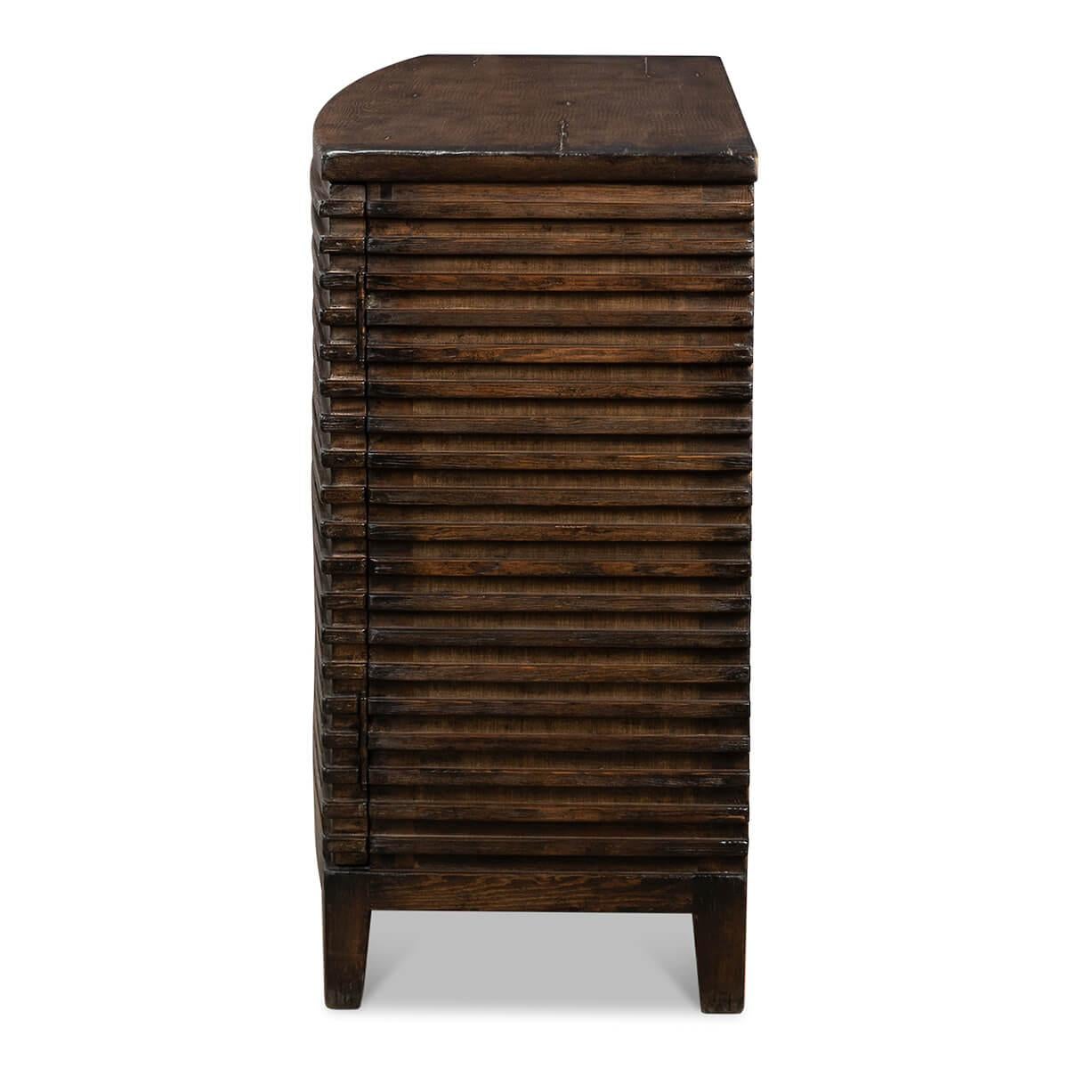 Modern Ribbed Bowfront Cabinet For Sale 1