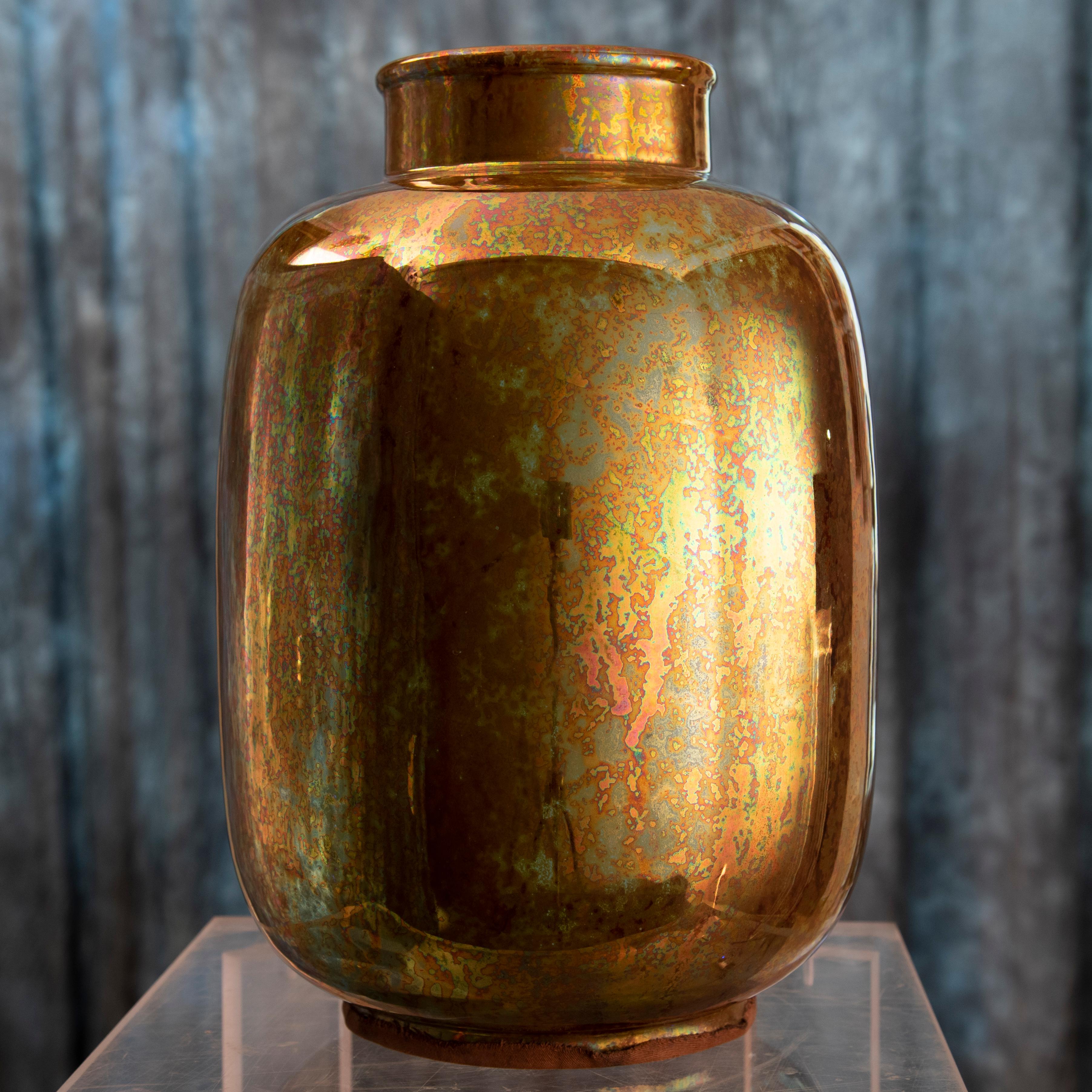 Riccardo Gatti Italian important vase in glazed ceramic 