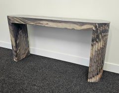 Modern Ridged Console Table in Explosion Blue Quartzite