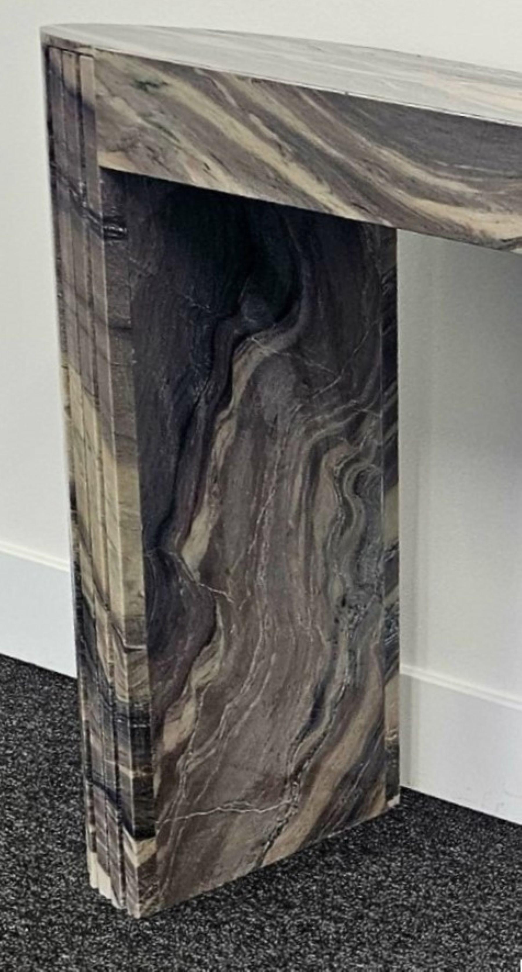 Modern Ridged Console Table in Explosion Blue Quartzite In New Condition For Sale In Chicago, IL