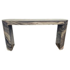 Modern Ridged Console Table in Explosion Blue Quartzite