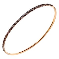 Modern Rigid Fine Jewellery Brown Diamond Yellow 18 Karat Gold Bangle Bracelet