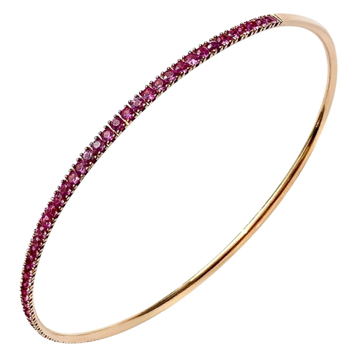 Moderner moderner filigraner Schmuck Armreif aus 18 Karat Gold mit rosa Saphiren