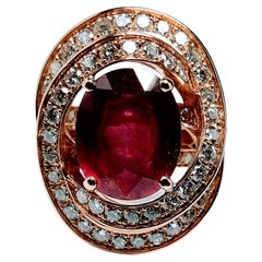 Modern Ring Design Oval Faceted Cut Ruby 6.89 Carat Rose Gold 18 Karat 