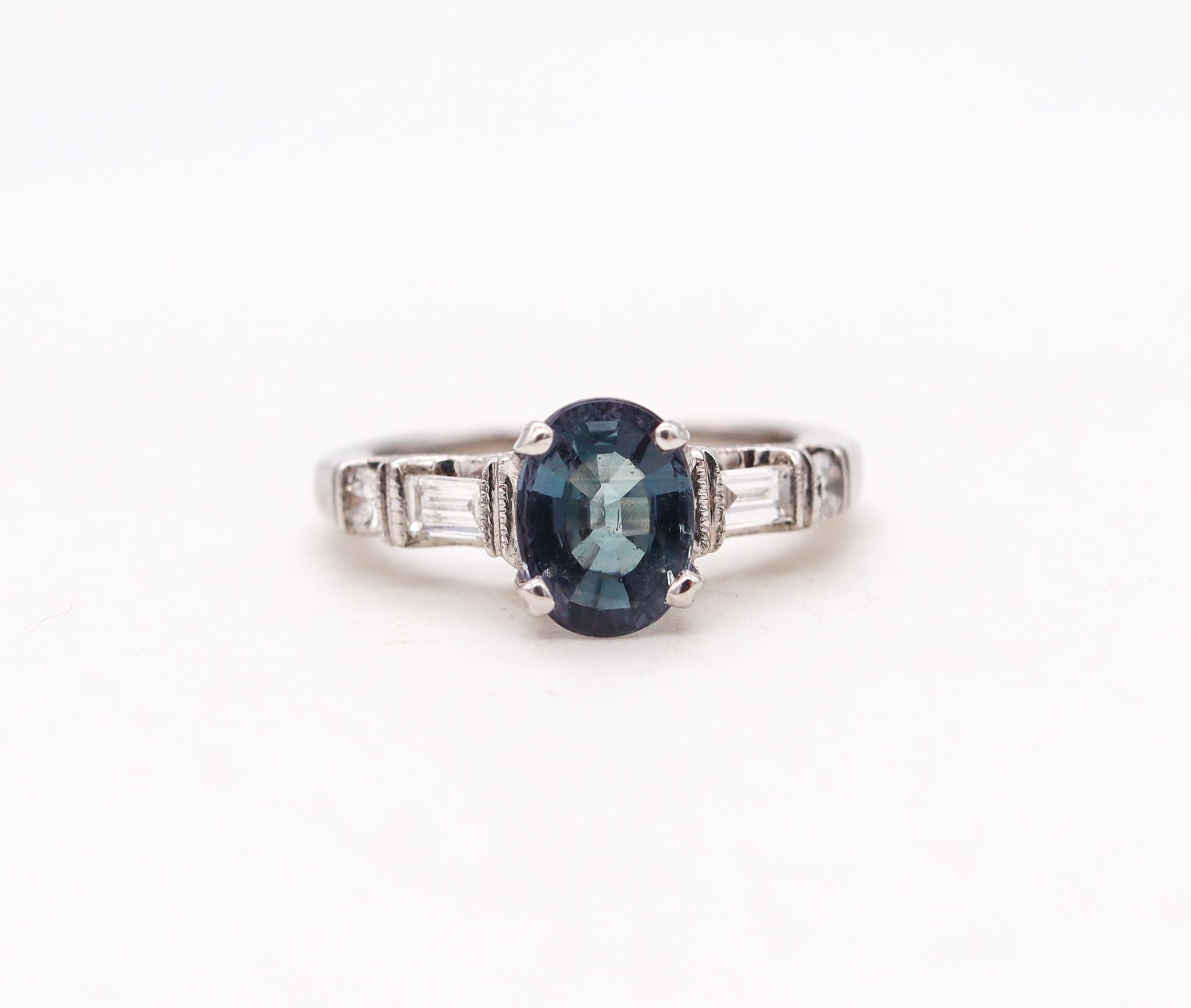 Mylor Modern Ring In 18Kt White Gold With 1.54 Cts In Alexandrite And Diamonds For Sale 3