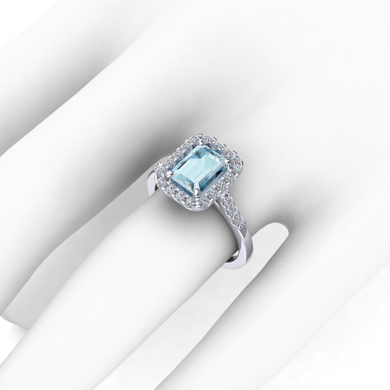For Sale:  Modern Ring with Aquamarine and Natural Diamonds- White gold 18kt- Made in Italy 3