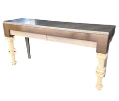 Table console moderne en marbre et noyer de Robert Marinelli Il De Re (Italie)