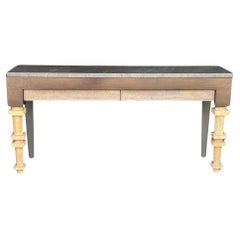 Modern Robert Marinelli Il De Re Italian Marble & Walnut Console Table