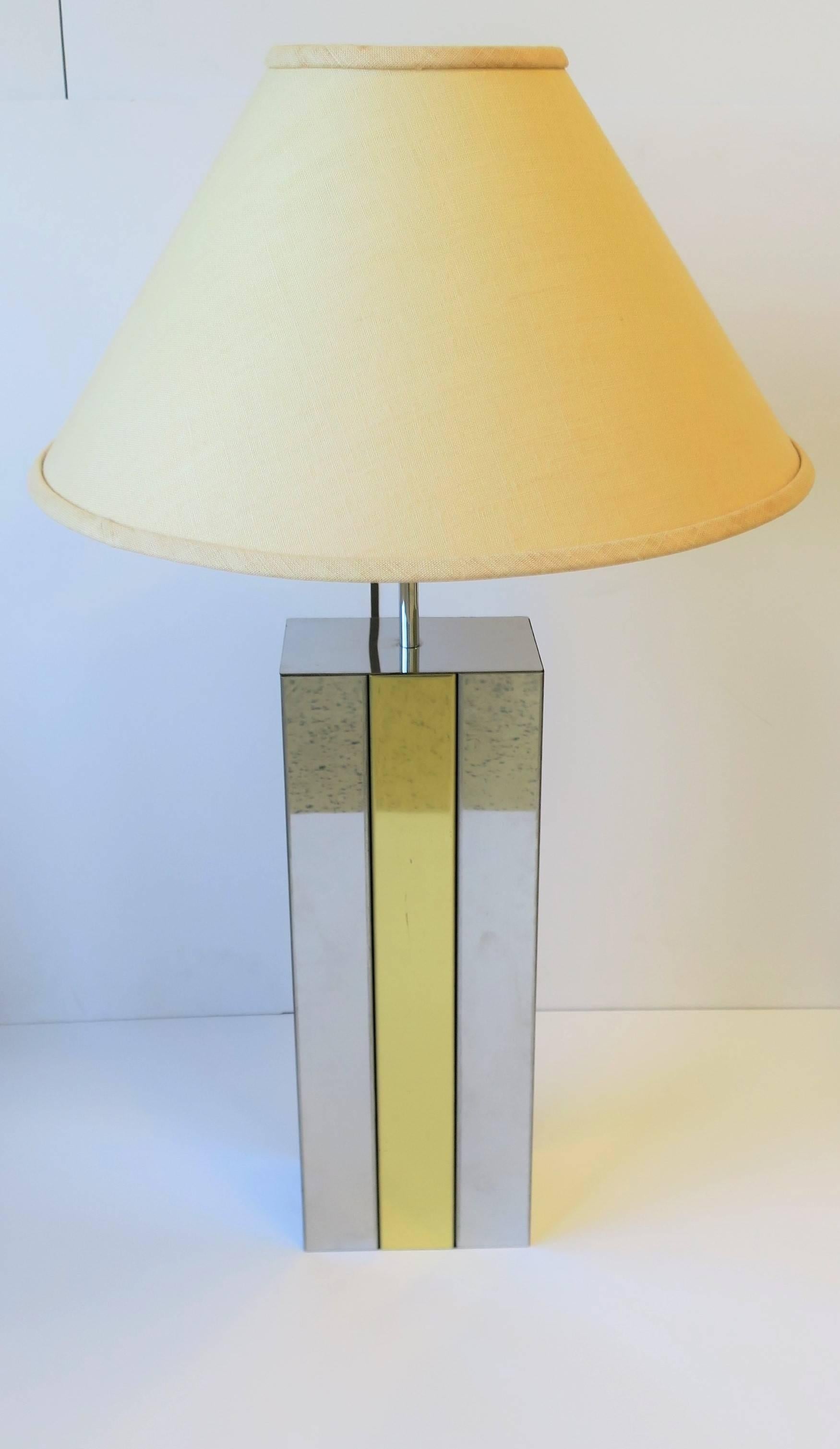 Modern Robert Sonneman Chrome and Brass Table Lamp, circa 1970s For Sale 1