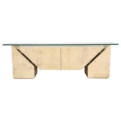 Modern Roche Bobois Lacquered Goatskin Sideboard with Glass Top