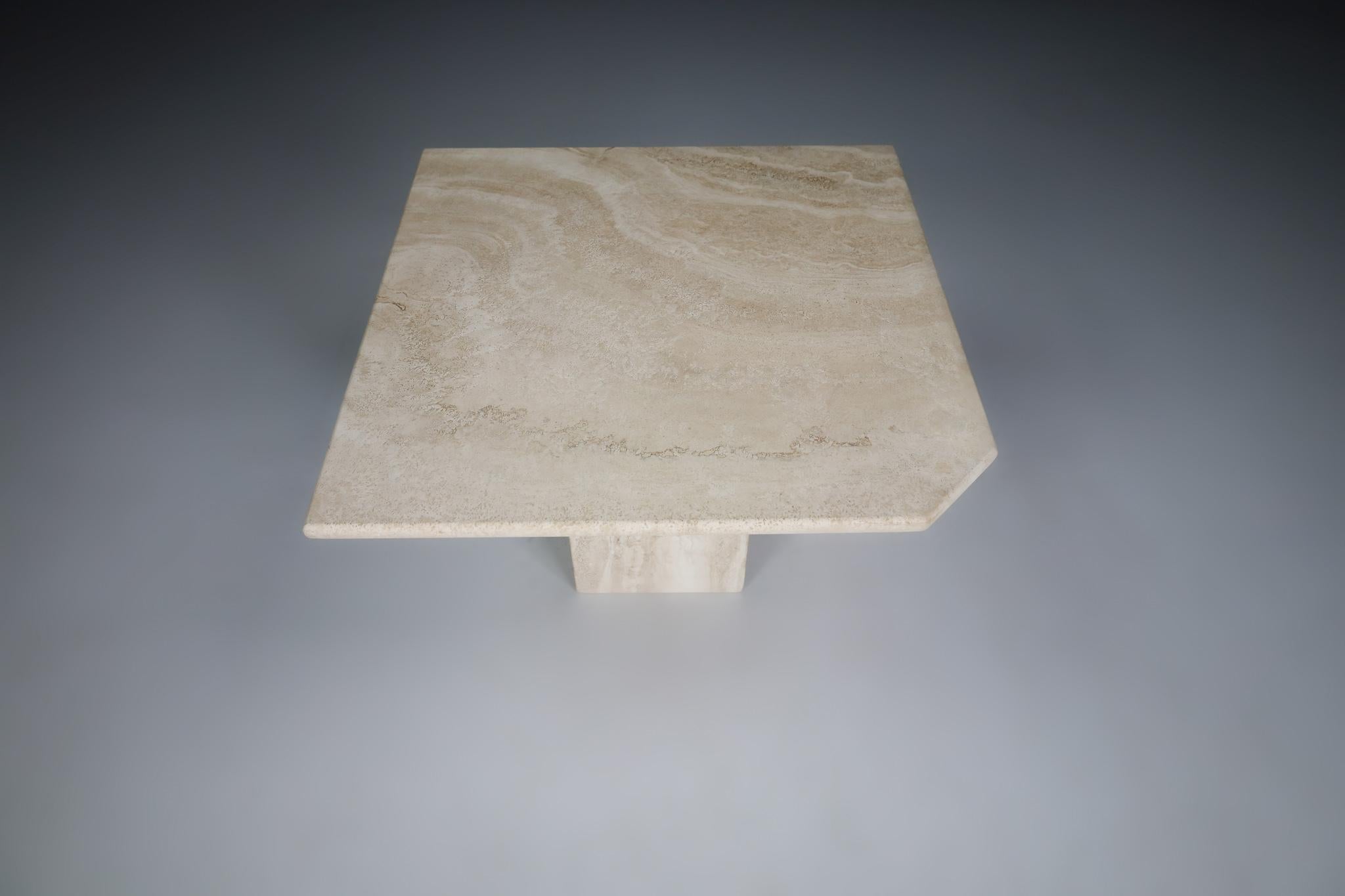 Modern Roche Bobois Style Travertine Side or End Table, Italy 1970s 2