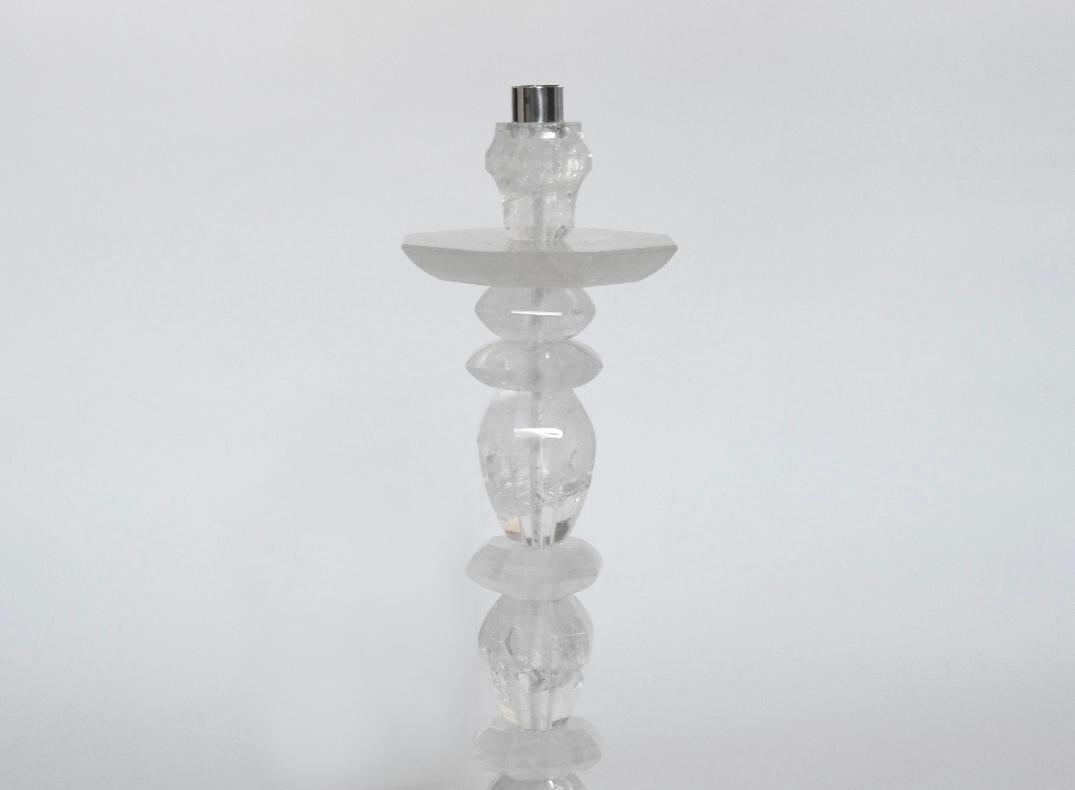 Modern Rock Crystal Candleholders by Phoenix In Excellent Condition For Sale In New York, NY