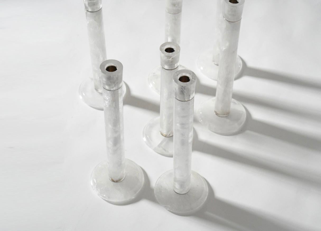 Contemporary Modern Rock Crystal Candleholders by Phoenix For Sale