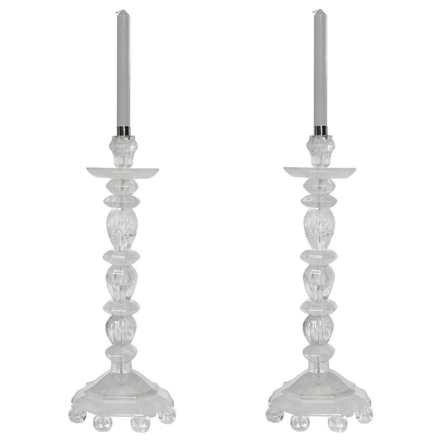 Modern Rock Crystal Candleholders by Phoenix For Sale