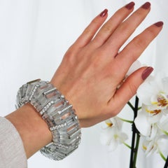 Modern Rock Crystal, Diamond and Platinum Bracelet, 13.20 Carats