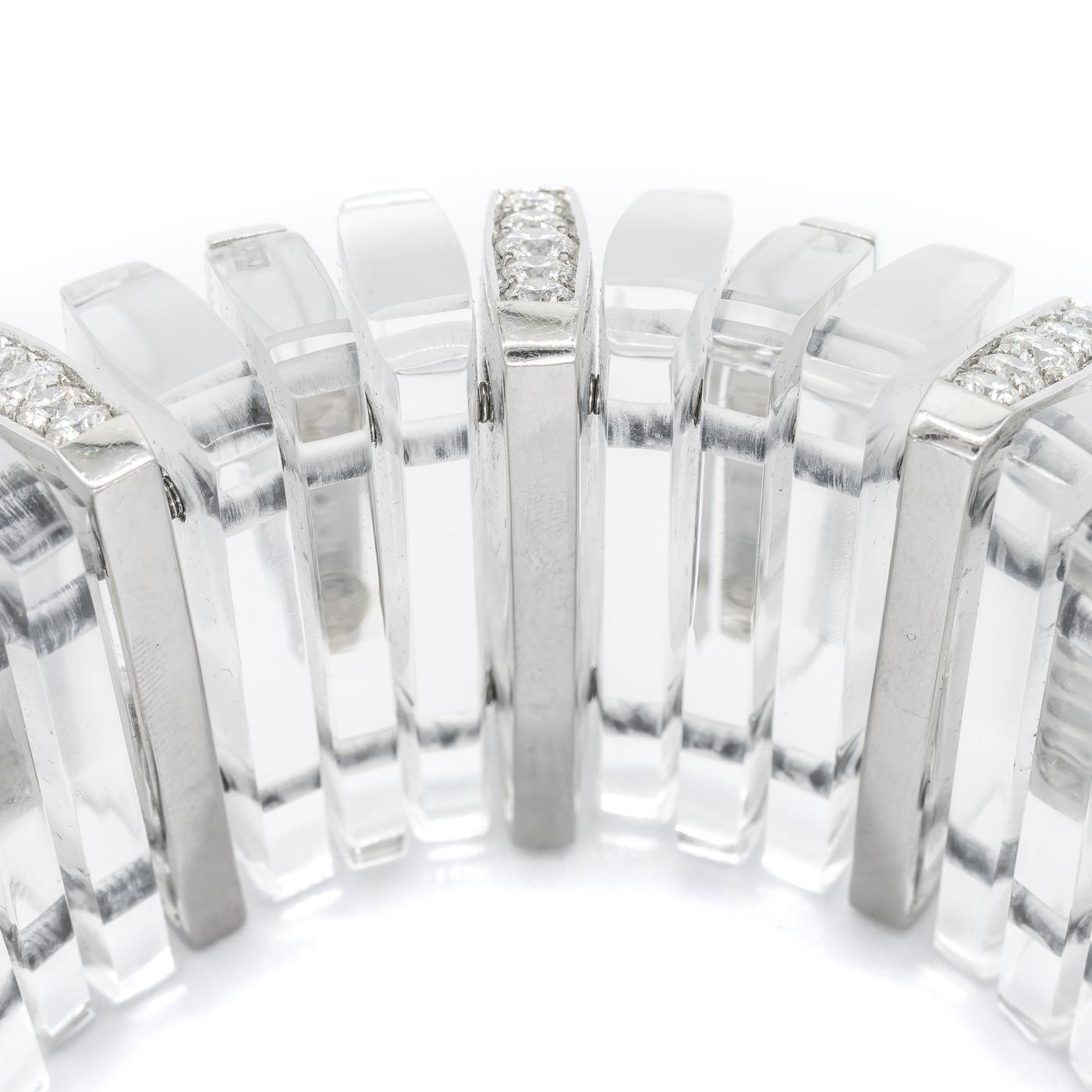 Women's Modern Rock Crystal, Diamond And Platinum Bracelet, 13.20 Carats For Sale