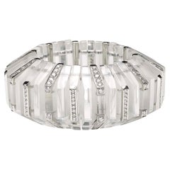 Modern Rock Crystal, Diamond and Platinum Bracelet, 13.20 Carats