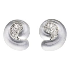 Pendientes Modernos de Cristal de Roca, Diamante y Oro Blanco, 0,54 Quilates