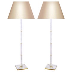 Modern Rock Crystal Quartz Floor Lamps with Gilt Base