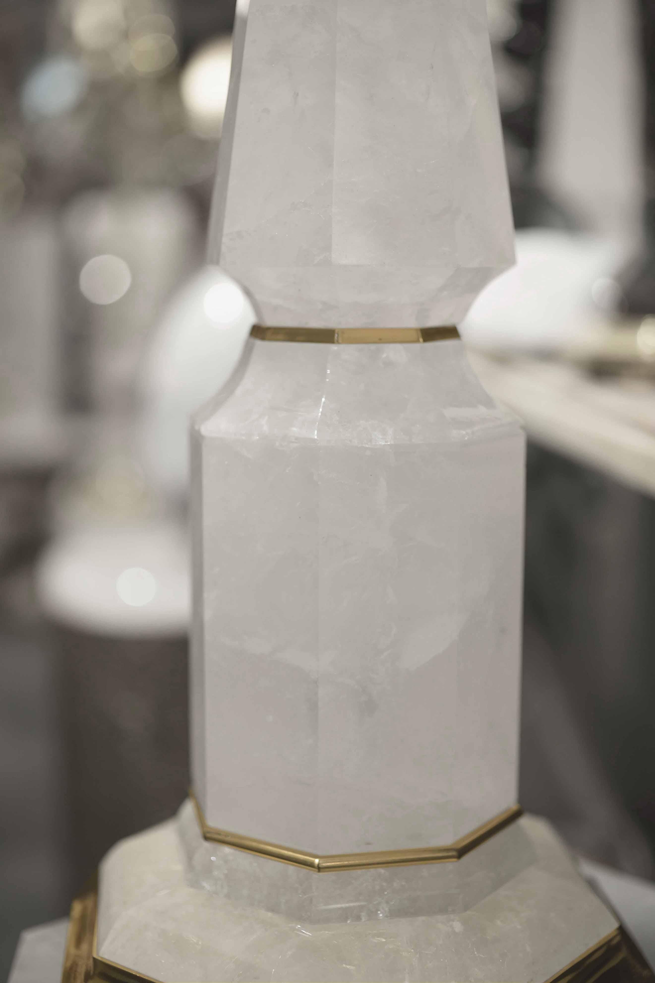 Contemporary Modern Rock Crystal Quartz Lamps by Phoenix For Sale