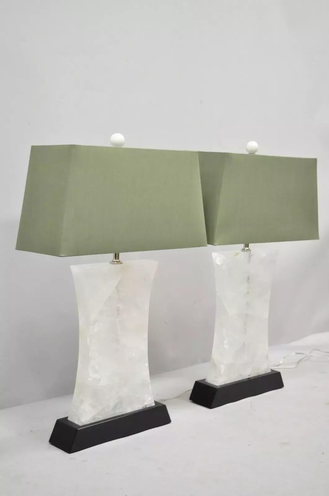 The Moderns Rock Crystal Quartz Large Concave Hourglass Table Lamps - a Pair en vente 5