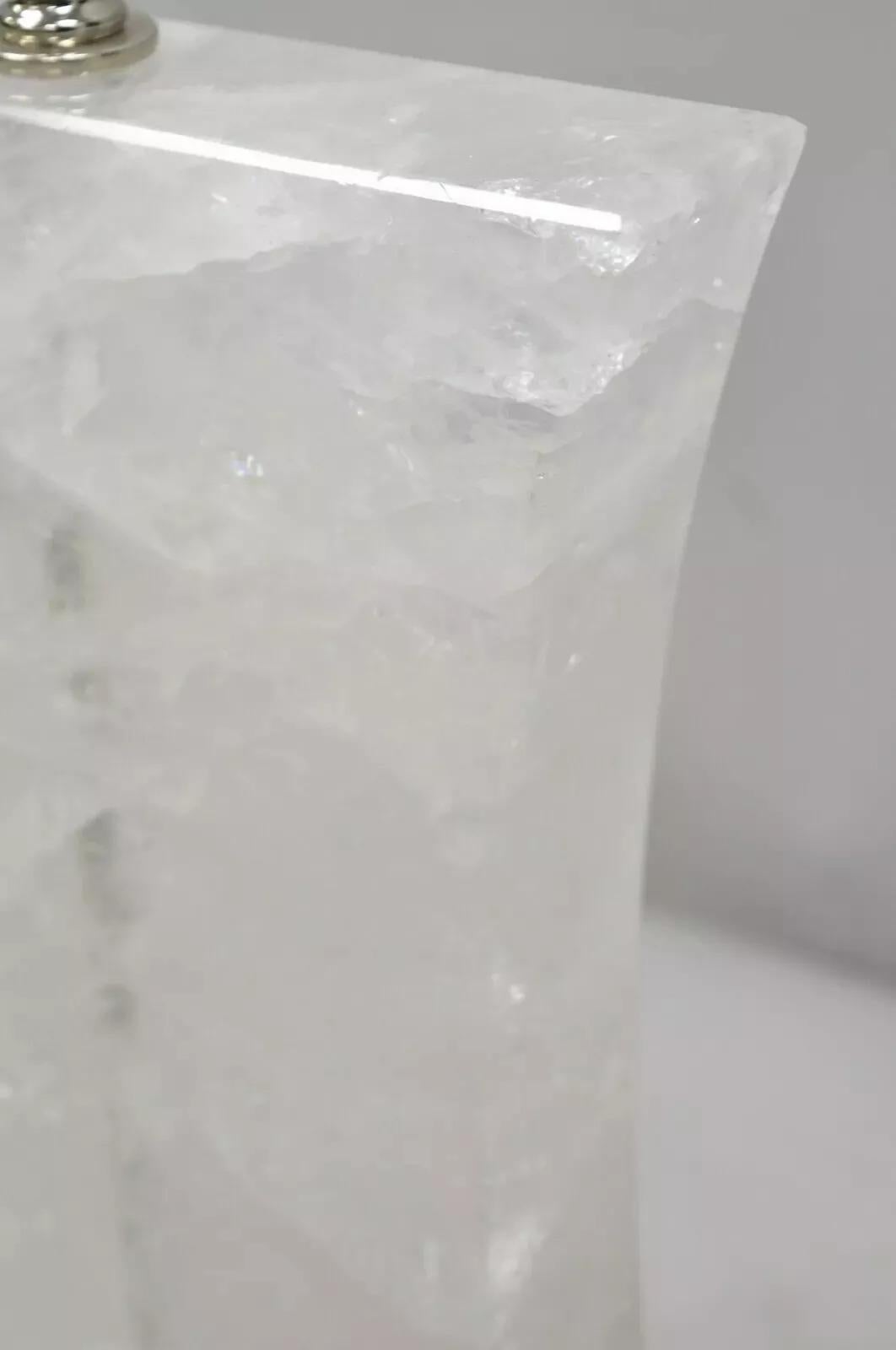 Inconnu The Moderns Rock Crystal Quartz Large Concave Hourglass Table Lamps - a Pair en vente