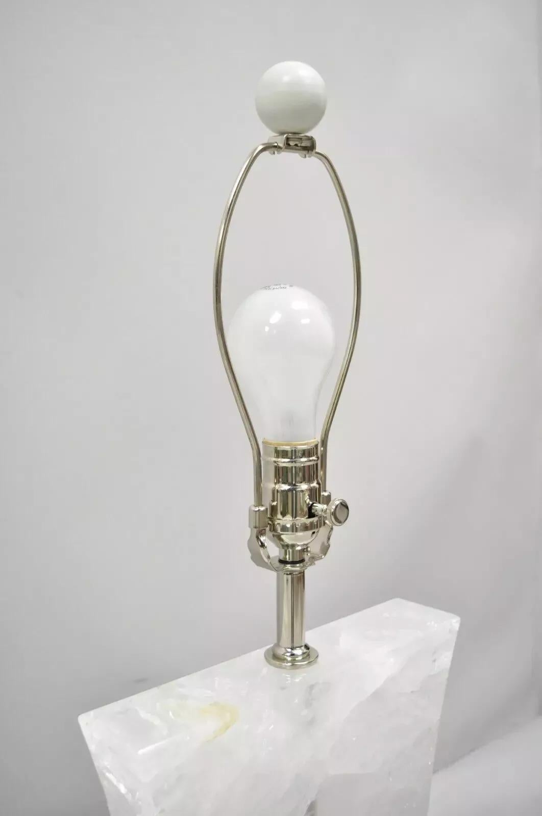 The Moderns Rock Crystal Quartz Large Concave Hourglass Table Lamps - a Pair en vente 2