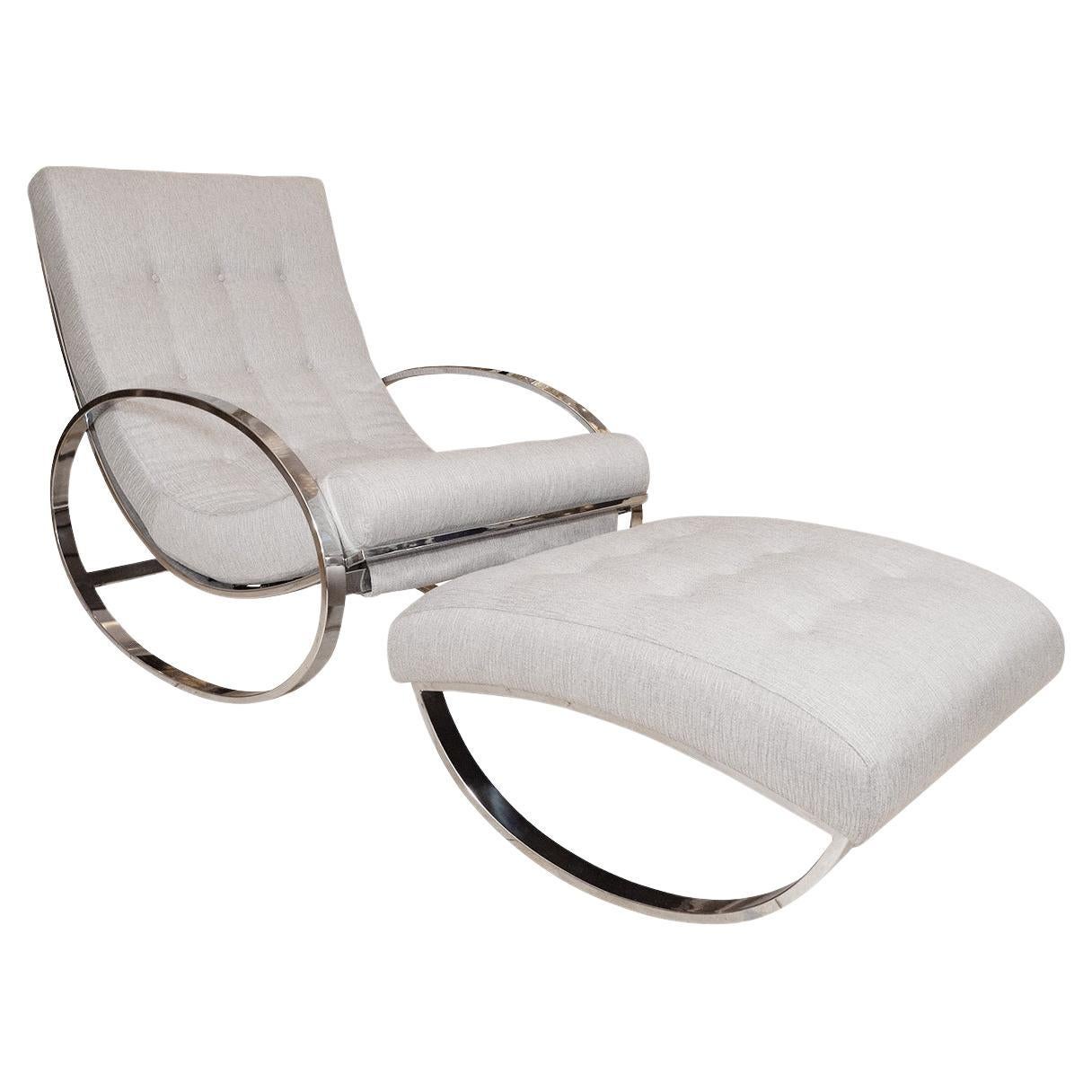Modern rocking chair and ottoman For Sale